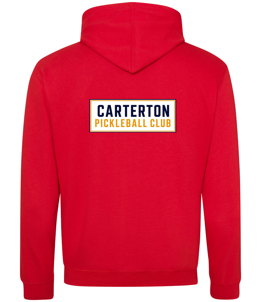 Carterton Pickleball Club Unisex Contrast Hoodie [Colour - Fire Red/Arctic White]