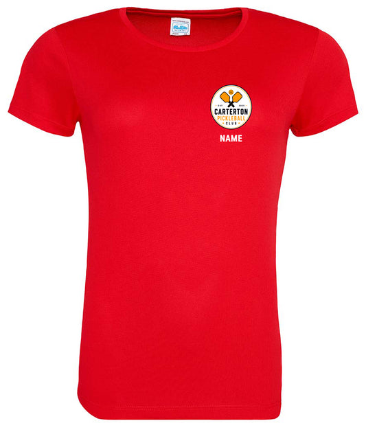 Carterton Pickleball Club Ladies Player Top [Colour – Fire Red]