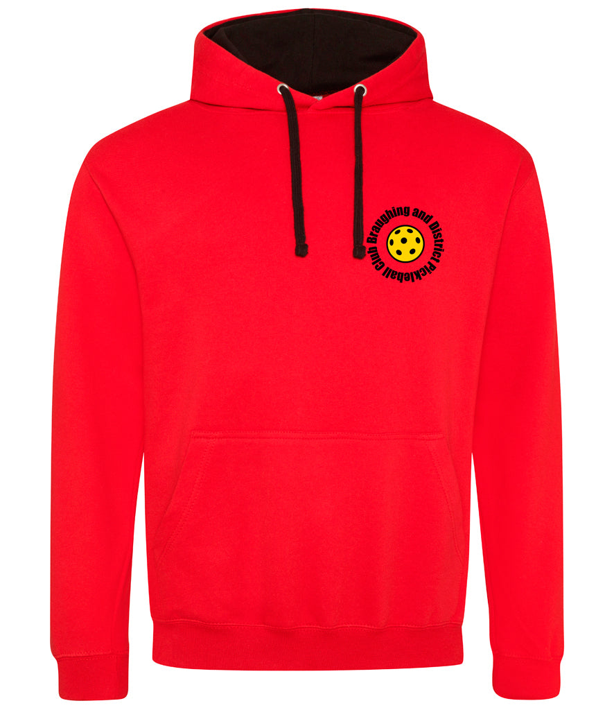 BaD Pickleball Unisex Contrast Hoodie [Colour - Fire Red/Jet Black]