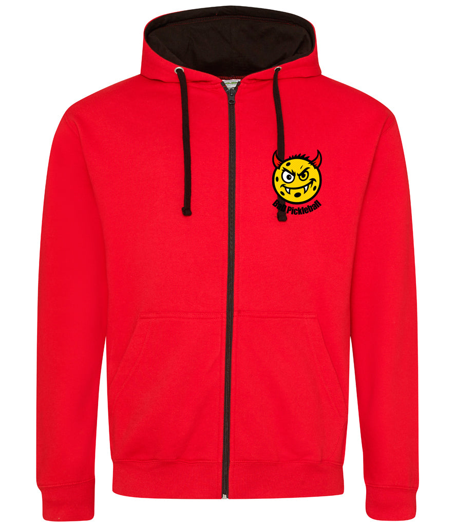 BaD Pickleball Unisex Contrast Zoodie [Colour - Fire Red/Jet Black]