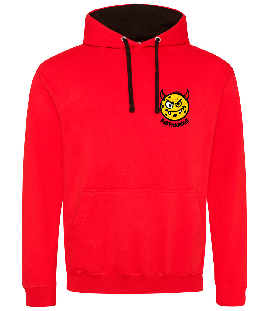 BaD Pickleball Unisex Contrast Hoodie [Colour - Fire Red/Jet Black]