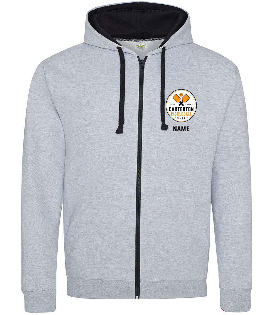 Carterton Pickleball Club Unisex Contrast Zoodie [Colour - Heather Grey/French Navy]