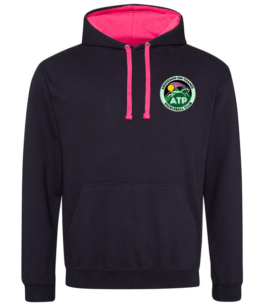 Abingdon On Thames Pickleball Club Unisex Contrast Hoodie [Colour - Jet Black/Hot Pink]