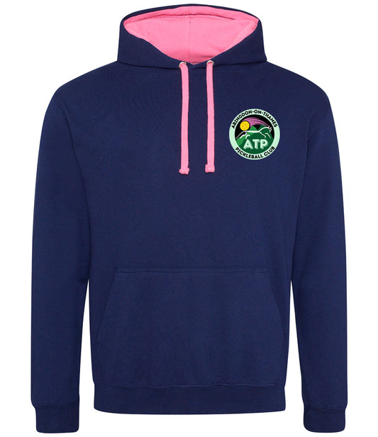 Abingdon On Thames Pickleball Club Unisex Contrast Hoodie [Colour - Oxford Navy/Candyfloss Pink]