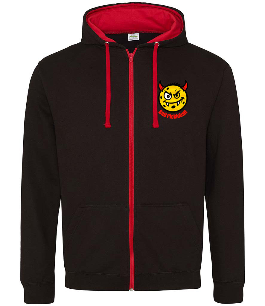 BaD Pickleball Unisex Contrast Zoodie [Colour - Jet Black/Fire Red]