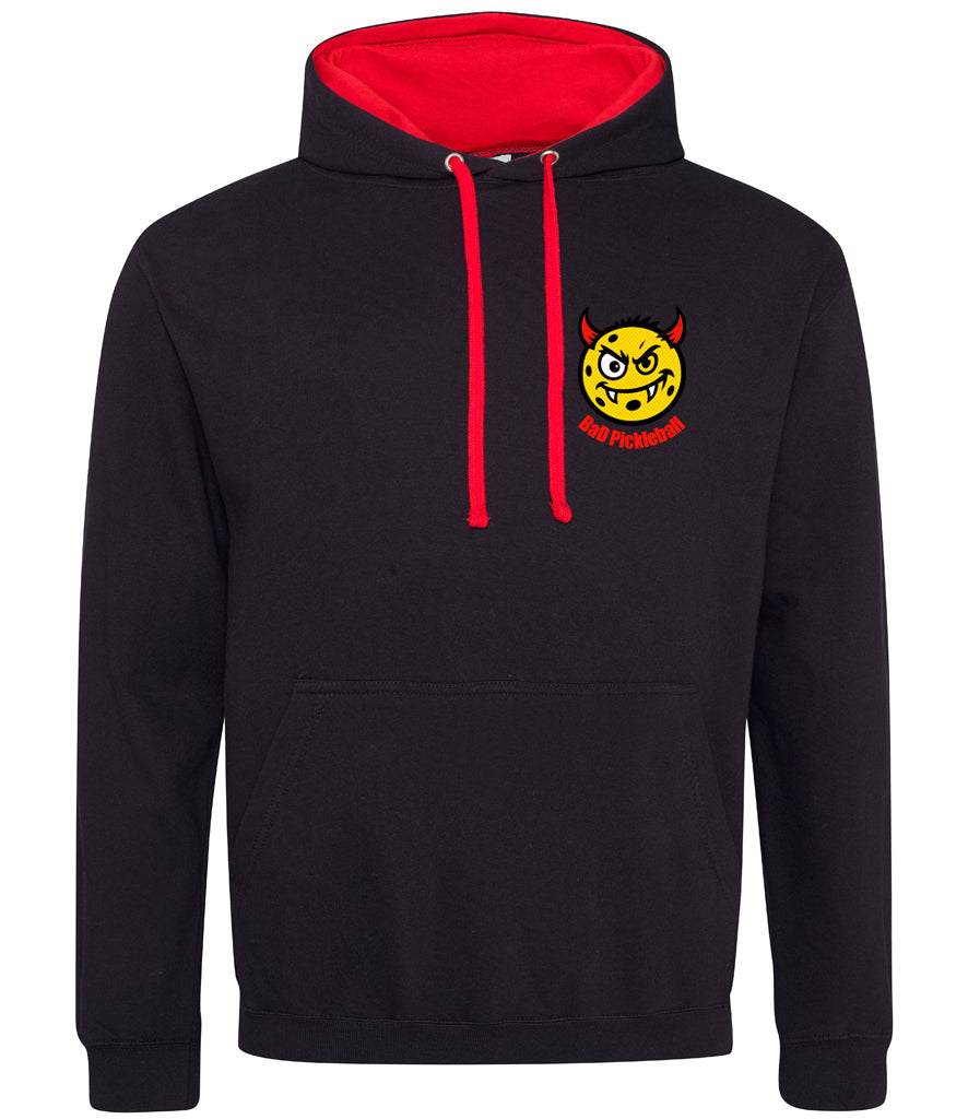 BaD Pickleball Unisex Contrast Hoodie [Colour - Jet Black/Fire Red]