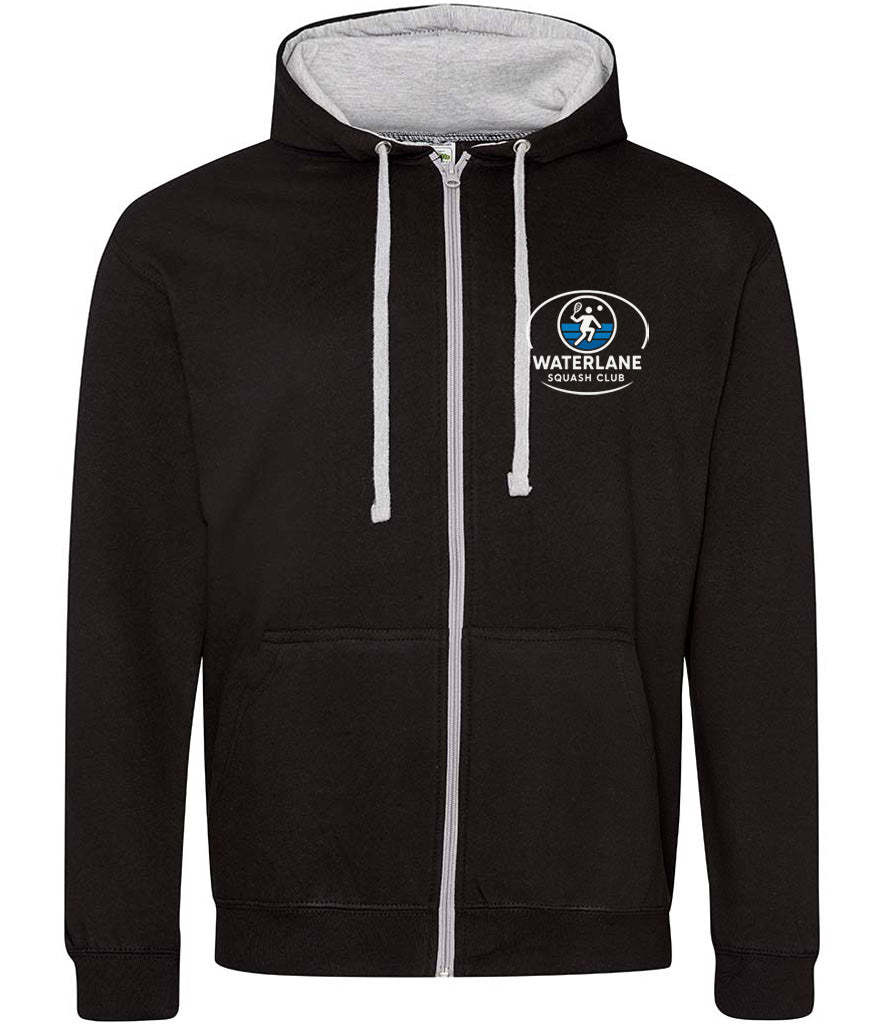 Waterlane Squash Club Unisex Contrast Zoodie [Colour - Jet Black/Heather Grey]