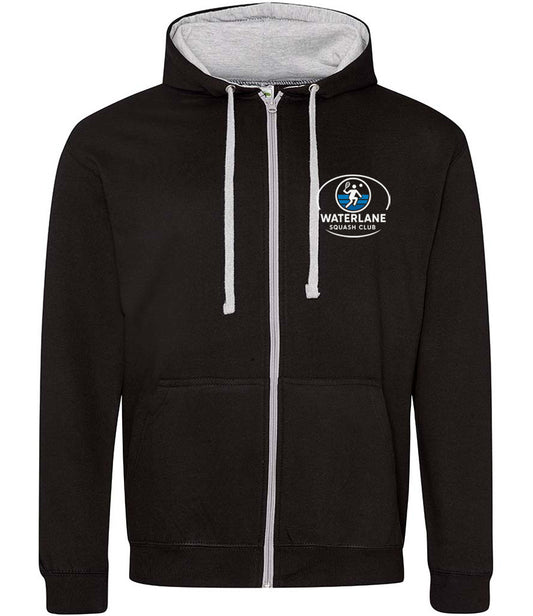 Waterlane Squash Club Unisex Contrast Zoodie [Colour - Jet Black/Heather Grey]
