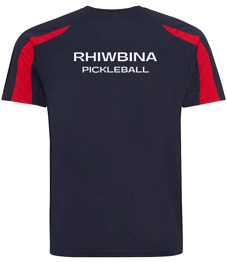Rhiwbina Pickleball Club Unisex Player Top [Colour - French Navy/Fire Red]