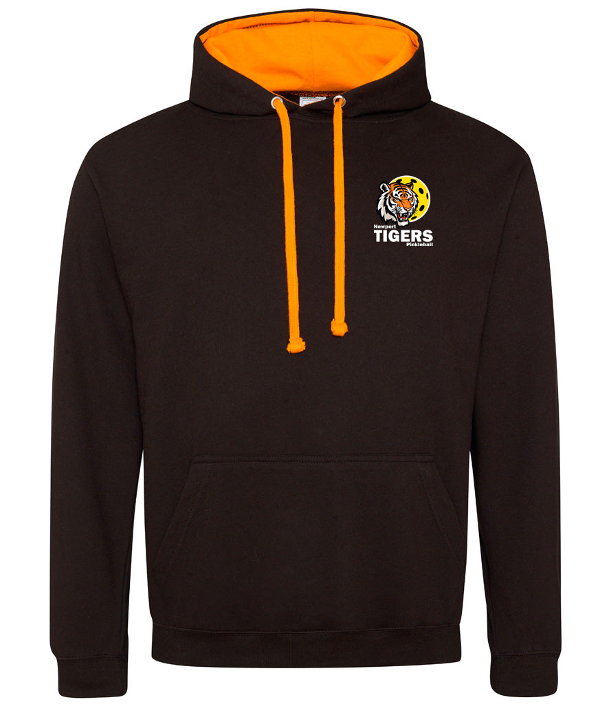 Newport Tigers Unisex Contrast Hoodie [Colour - Jet Black/Orange Crush]