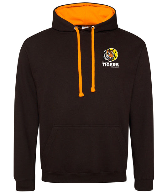 Newport Tigers Unisex Contrast Hoodie [Colour - Jet Black/Orange Crush]