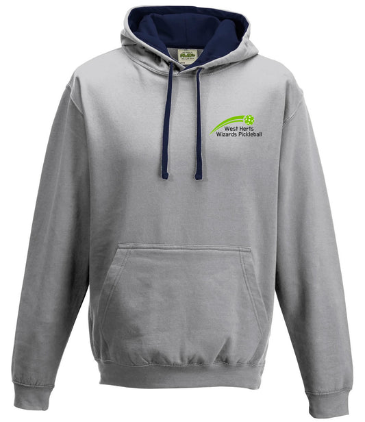 West Herts Pickleball Unisex Contrast Hoodie [Colour - Heather Grey/New French Navy]