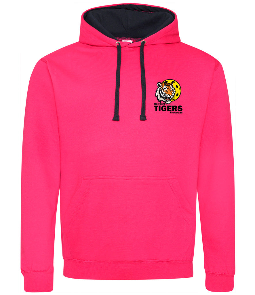 Newport Tigers Unisex Contrast Hoodie [Colour - Hot Pink/French Navy]