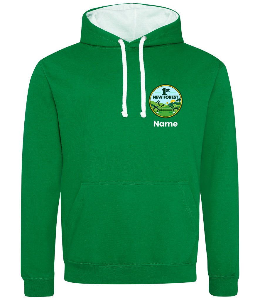 1st New Forest Unisex Contrast Hoodie [Colour - Kelly Green/Arctic White]