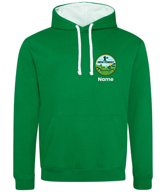 1st New Forest Unisex Contrast Hoodie [Colour - Kelly Green/Arctic White]