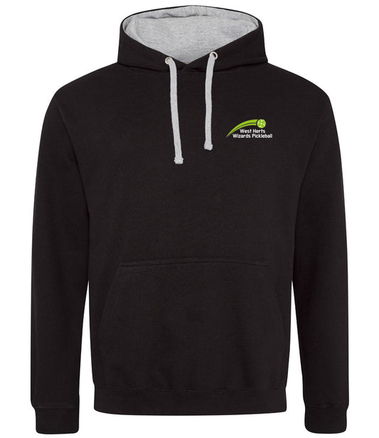 West Herts Pickleball Unisex Contrast Hoodie [Colour - Jet Black/Heather Grey]