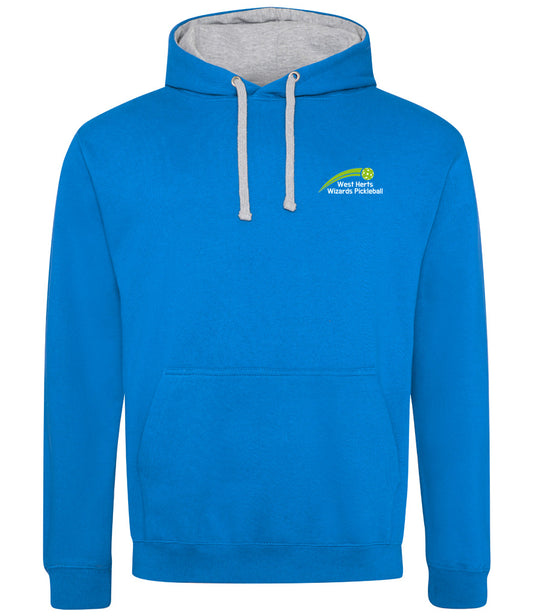 West Herts Pickleball Unisex Contrast Hoodie [Colour - Sapphire Blue/Heather Grey]