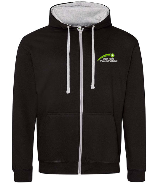 West Herts Pickleball Unisex Contrast Zoodie [Colour - Jet Black/Heather Grey]