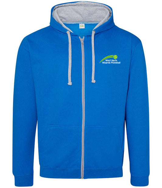 West Herts Pickleball Unisex Contrast Zoodie [Colour - Sapphire Blue/Heather Grey]
