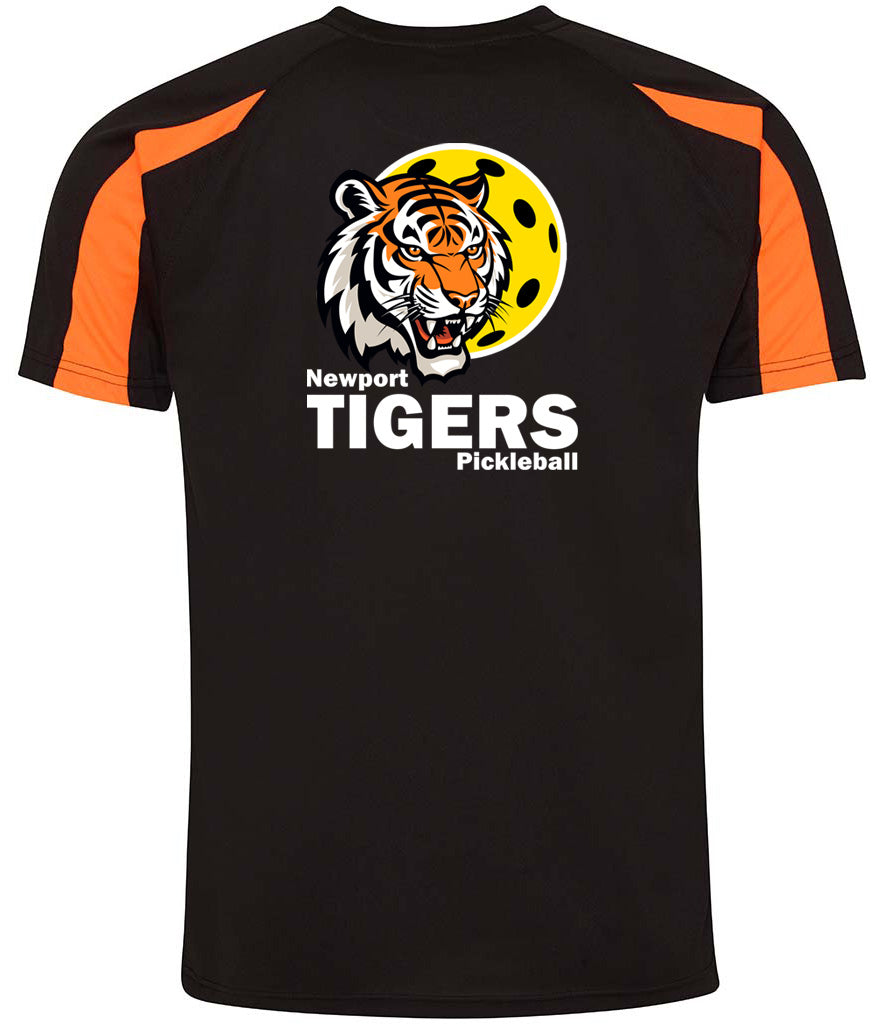 Newport Tigers Unisex Contrast Player Top [Colour - Jet Black/Electric Orange]