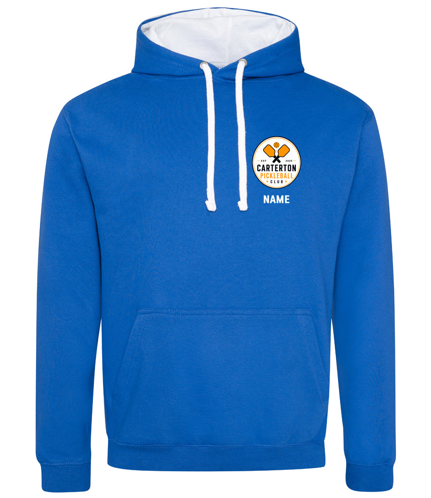 Carterton Pickleball Club Unisex Contrast Hoodie [Colour - Royal Blue/Arctic White]