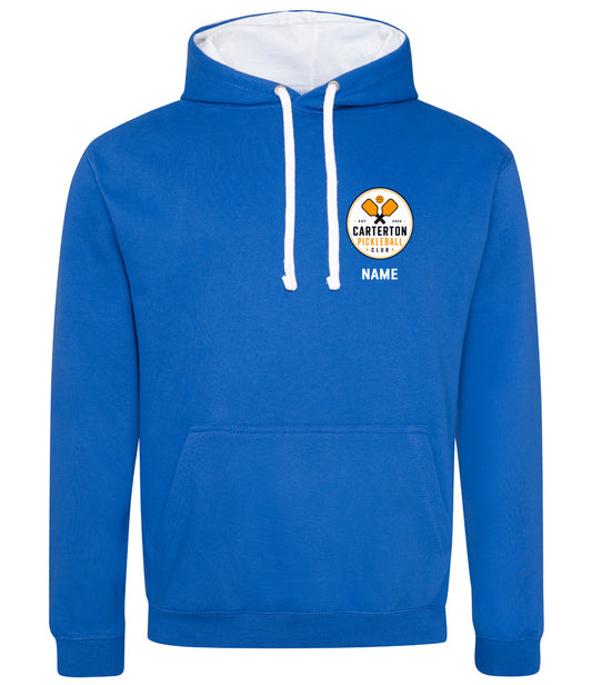 Carterton Pickleball Club Unisex Contrast Hoodie [Colour - Royal Blue/Arctic White]