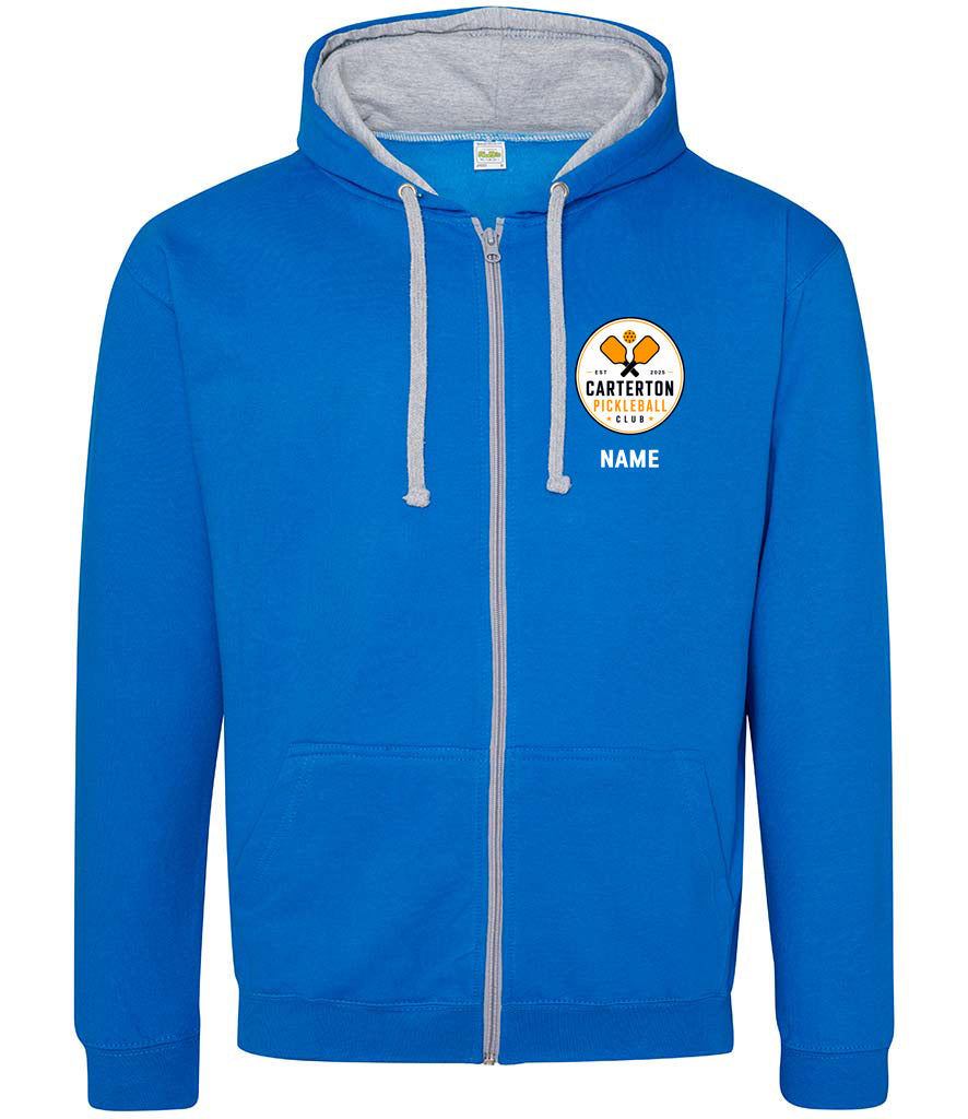 Carterton Pickleball Club Unisex Contrast Zoodie [Colour - Sapphire Blue/Heather Grey]
