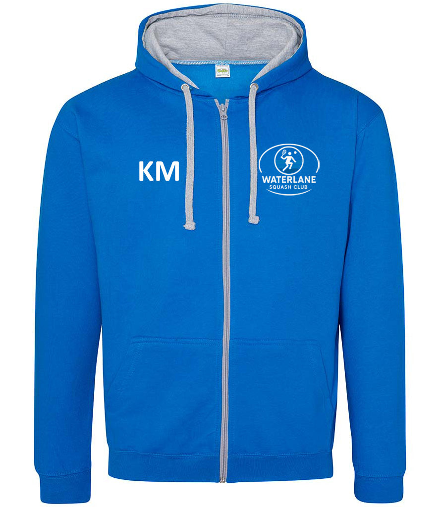 Waterlane Squash Club Unisex Contrast Zoodie [Colour - Sapphire Blue/Heather Grey]