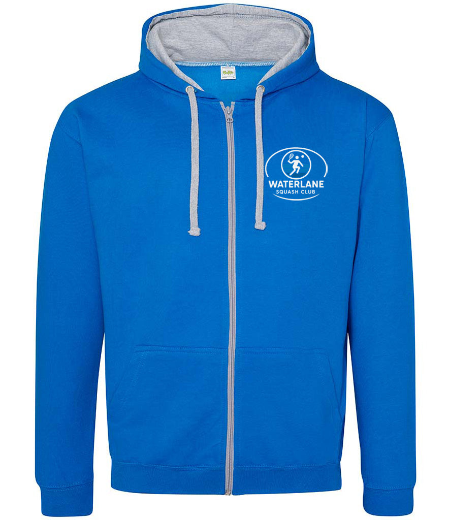 Waterlane Squash Club Unisex Contrast Zoodie [Colour - Sapphire Blue/Heather Grey]