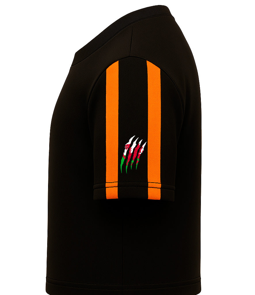Newport Tigers Unisex Contrast Player Top [Colour - Jet Black/Electric Orange]