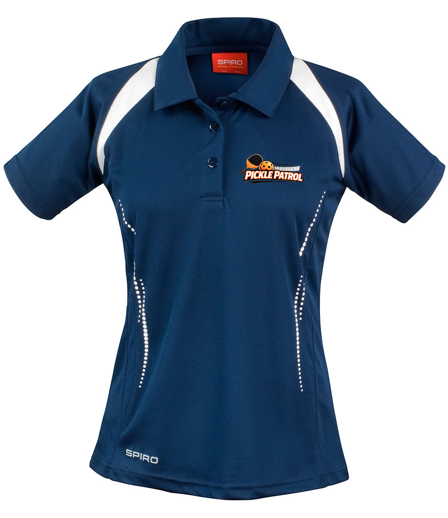 Pickle Patrol Premium Ladies Polo Top [Colour - Navy With White Trim]