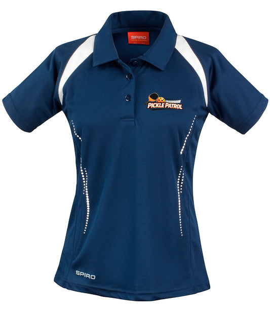 Pickle Patrol Premium Ladies Polo Top [Colour - Navy With White Trim]