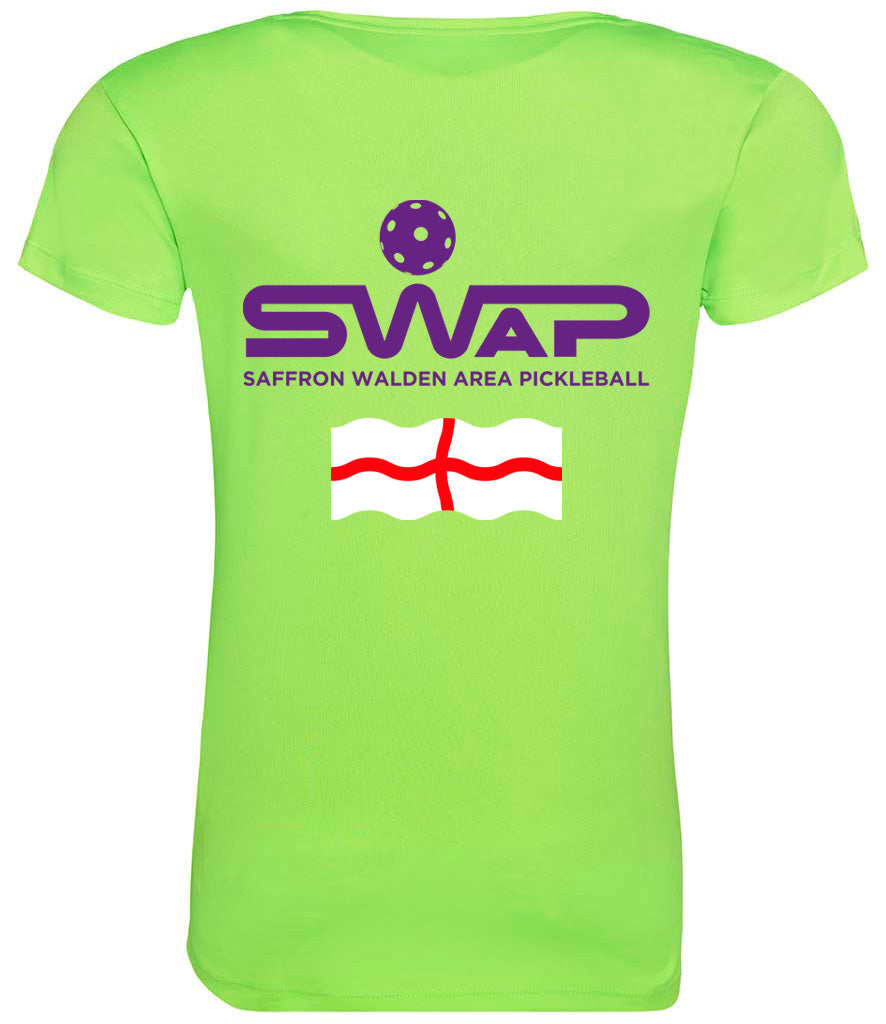 Saffron Walden Pickleball Ladies Cool T Player Top [Colour - Electric Green]