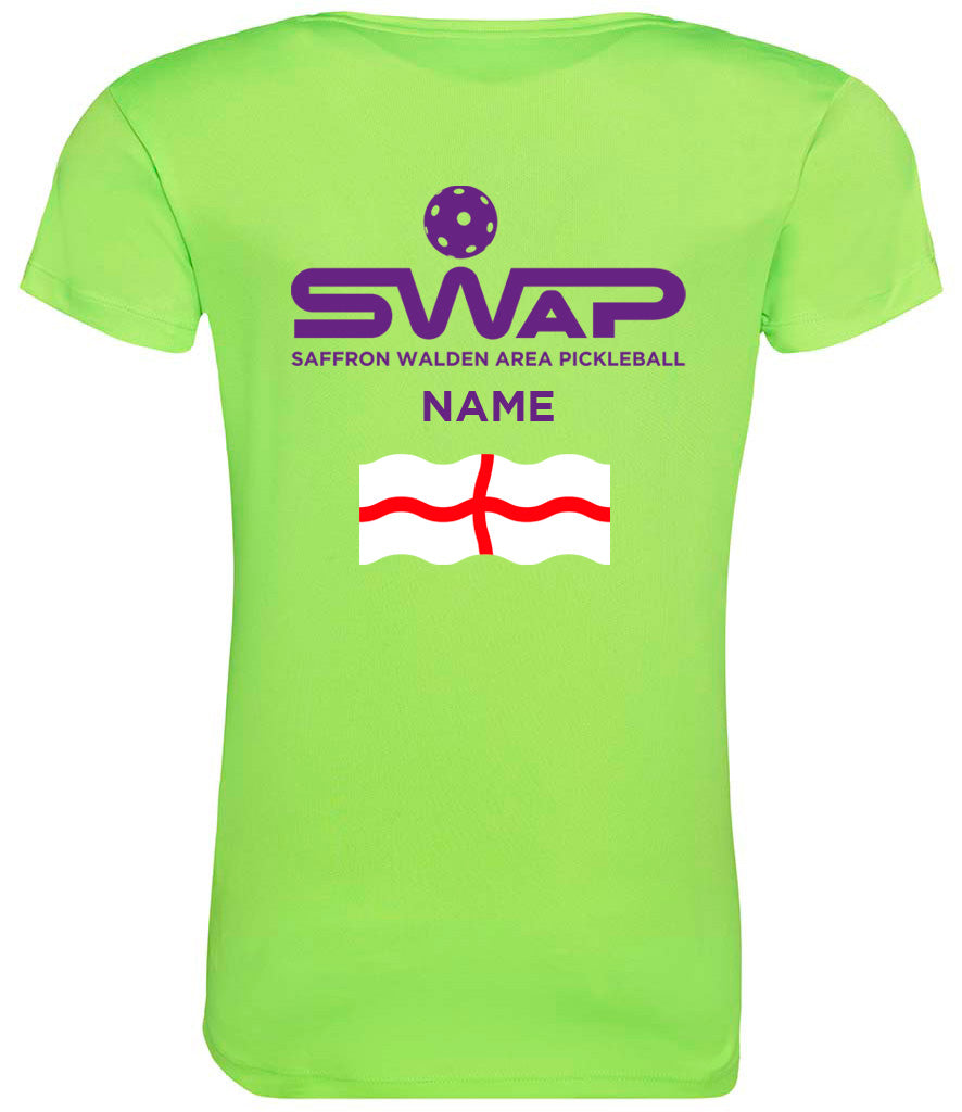 Saffron Walden Pickleball Ladies Cool T Player Top [Colour - Electric Green]