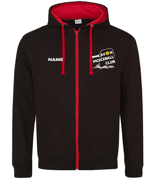 Avon Pickleball Unisex Contrast Zoodie [Colour - Jet Black/Fire Red]
