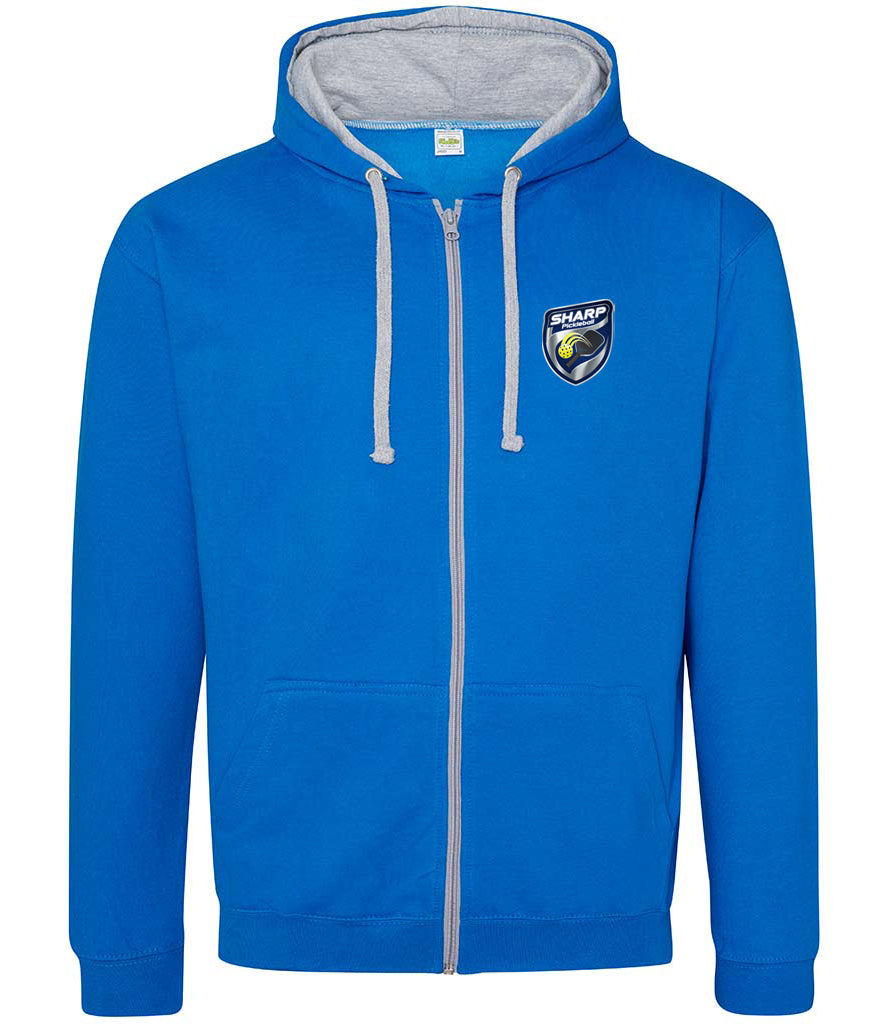 SHARP Pickleball Unisex Contrast Zoodie [Colour - Sapphire Blue/Heather Grey]