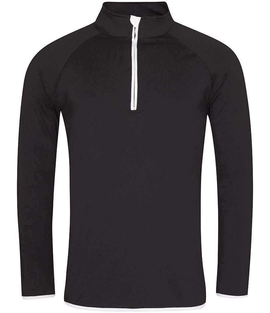 Unisex Half Zip Sweat Top [Colour - Jet Black/Arctic White] Front