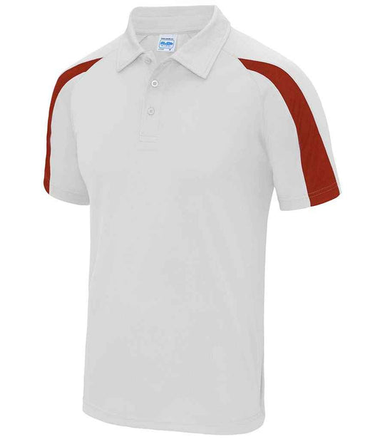 Unisex Contrast Polo Player Top [Colour - Arctic White/Fire Red] Front