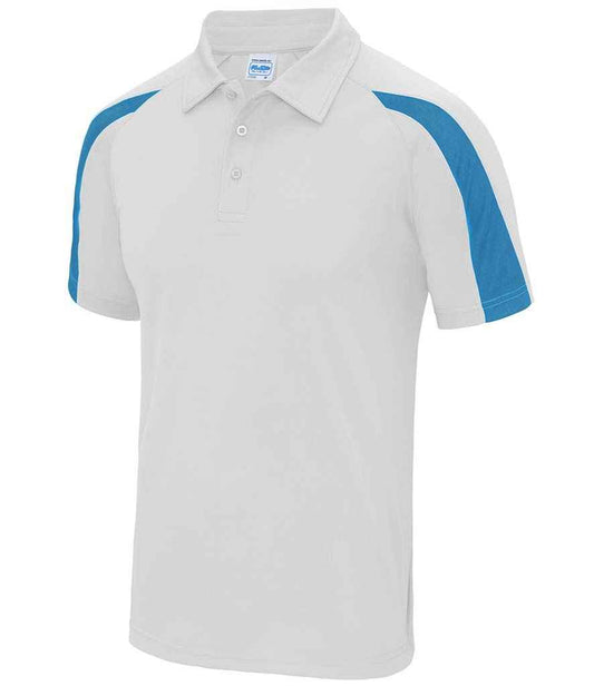 Unisex Contrast Polo Player Top [Colour - Arctic White/Sapphire Blue] Front