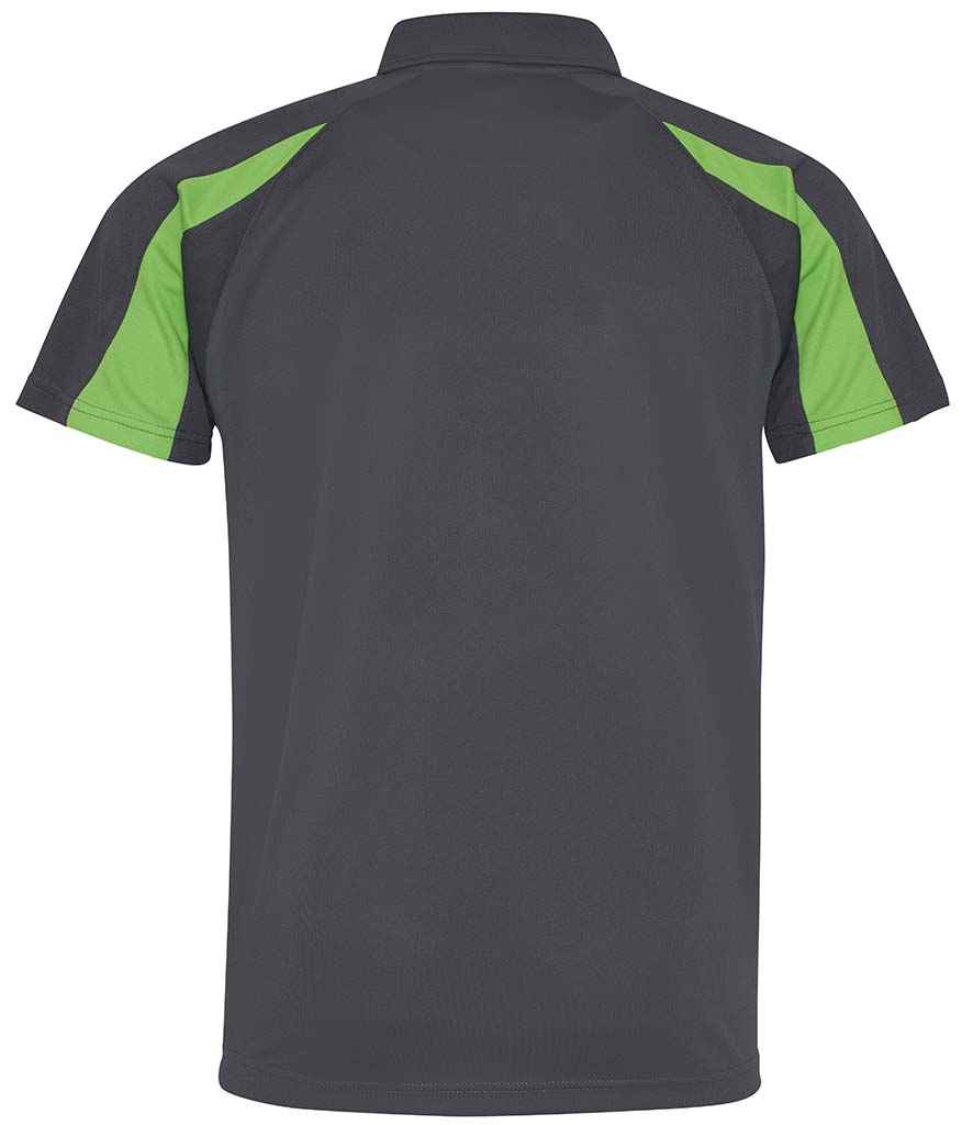 Unisex Contrast Polo Player Top [Colour - Charcoal/Lime Green] Back