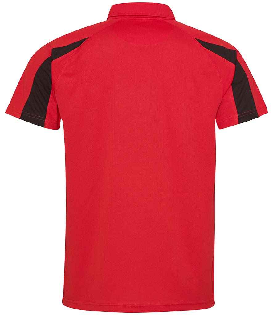Unisex Contrast Polo Player Top [Colour - Fire Red/Jet Black] Back