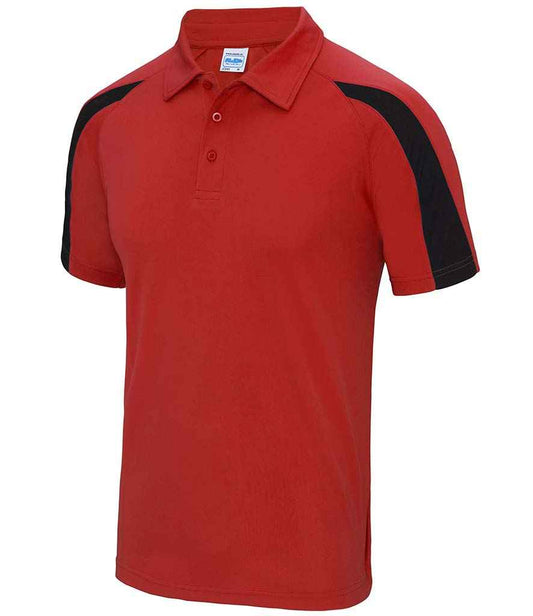Unisex Contrast Polo Player Top [Colour - Fire Red/Jet Black] Front
