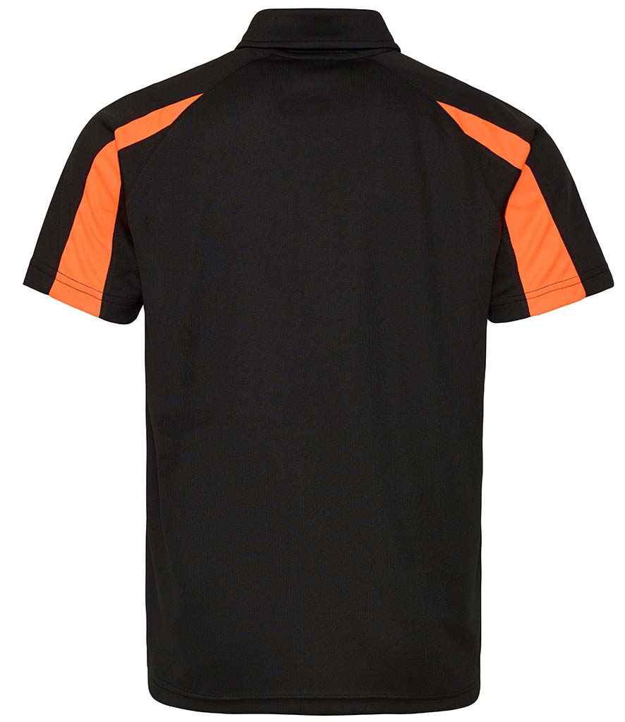 Unisex Contrast Polo Player Top [Colour - Jet Black/Electric Orange] Back