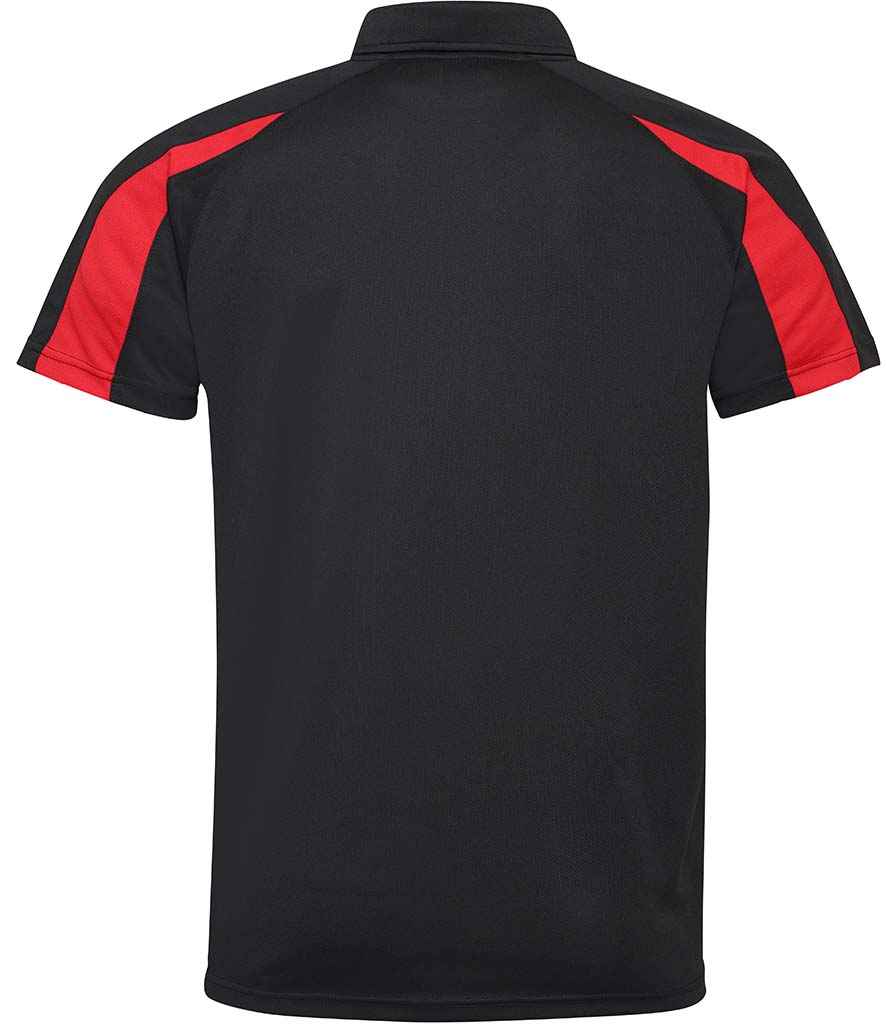 Unisex Contrast Polo Player Top [Colour - Jet Black/Fire Red] Back