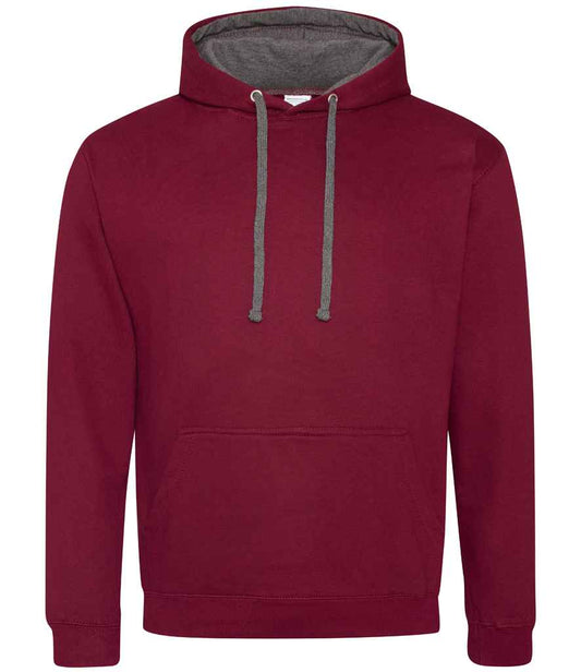 Unisex Contrast Hoodie [Colour - Burgundy/Charcoal] Front