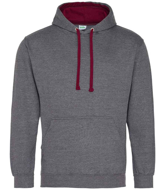 Unisex Contrast Hoodie [Colour - Charcoal/Burgundy] Front
