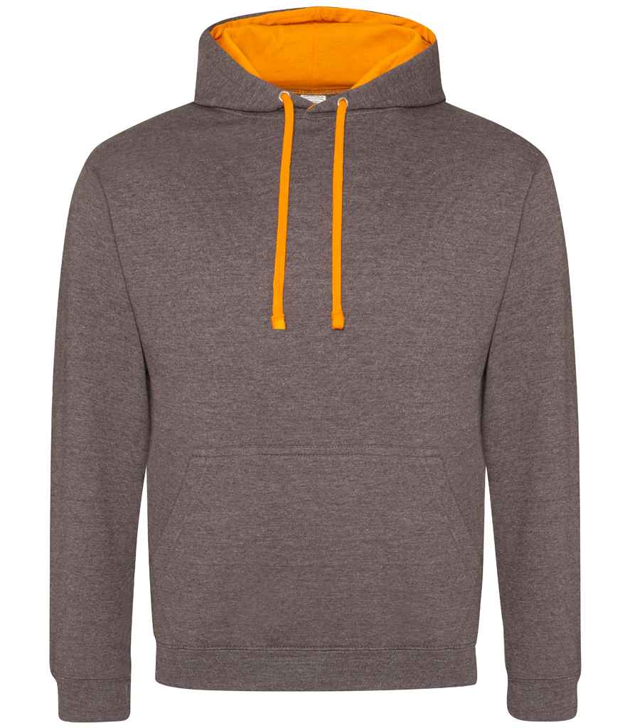 Unisex Contrast Hoodie [Colour - Charcoal/Orange Crush] Front
