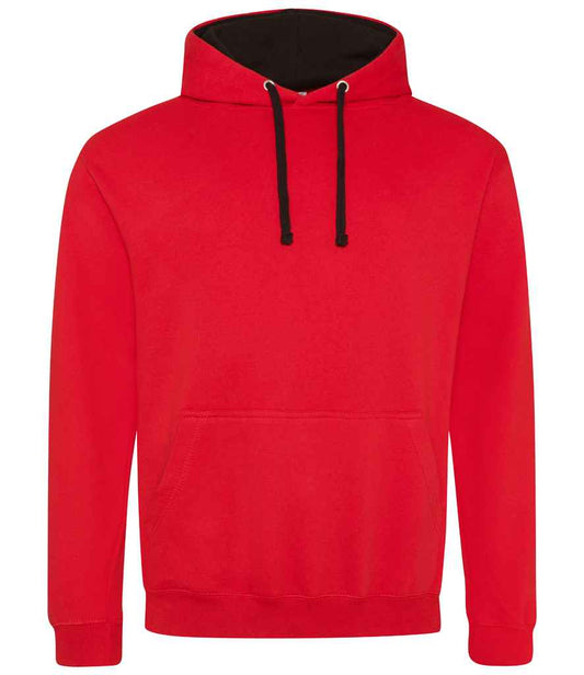 Unisex Contrast Hoodie [Colour - Fire Red/Jet Black] Front