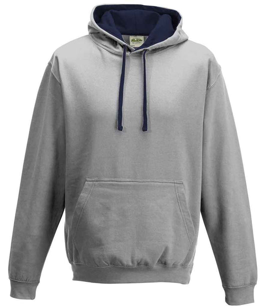 Unisex Contrast Hoodie [Colour - Heather Grey/New French Navy] Front