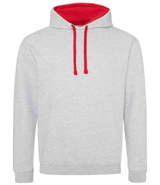 Unisex Contrast Hoodie [Colour - Heather Grey/Fire Red] Front